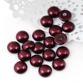 Glass Pearl Cabochon Burgundy 12mm