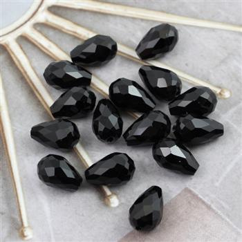 Kryształek szklany kropla fasetowana czarna 15x10mm