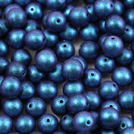 Round Beads Jet Polychrome Dark Blue Capri 8mm [10szt]