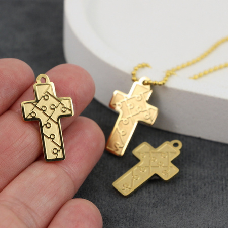 Zawieszka krzyż stal szlachetna pozłacana 25x15mm