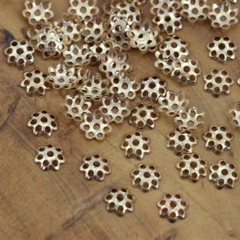 Czapeczka metalowa kwiatek złoty 6mm [50szt]