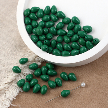 Koralik szklany kropla zielona 9x6mm