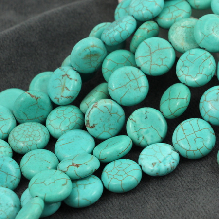 Howlit turkusowy moneta gładka 14mm