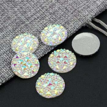 Kaboszon z żywicy druza moneta crystal AB 20mm