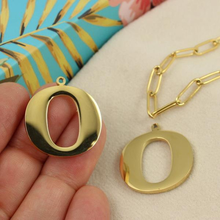 Zawieszka stal szlachetna pozłacana 25mm litera O