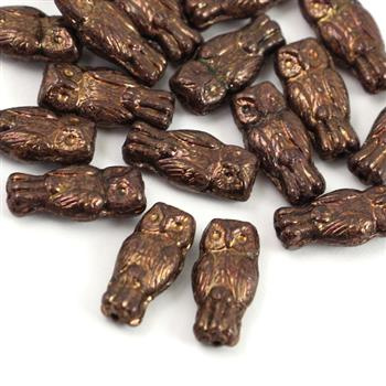 Owl Beads Jet Bronze 15x7mm