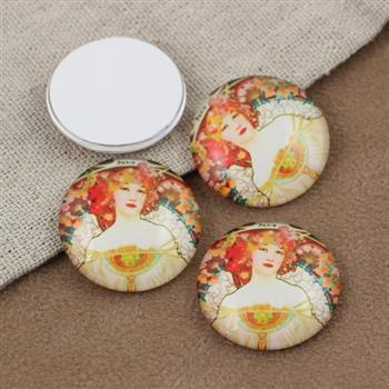 Kaboszon szklany z grafiką kobiety moneta 25mm