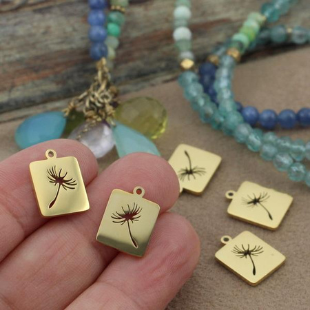 Zawieszka z dmuchawcem stal szlachetna pozłacana PVD 14x10mm