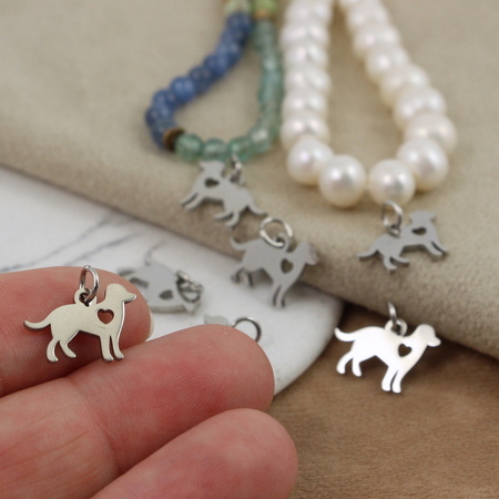 Zawieszka piesek stal szlachetna 15x10mm