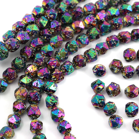 Lawa wulkaniczna platerowana różowo-zielona bryłka 8mm