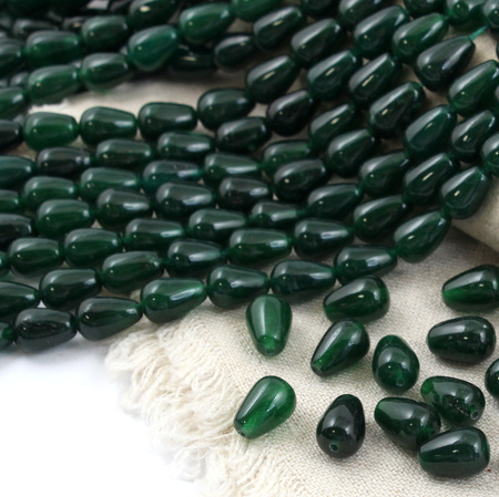 Jadeit ciemnozielony kropla gładka 12x8mm
