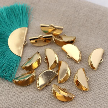 Zakończenie zaciskane metalowe krokodylek wachlarzowy złoty 20x12mm