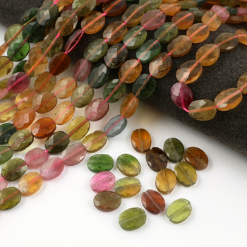 Turmalin wielokolorowy owal fasetowany 8x6mm [8szt]
