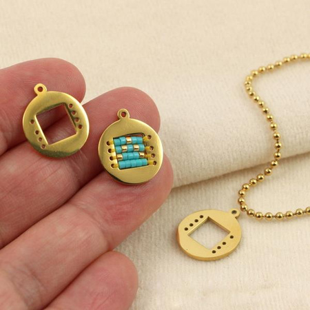 Baza do beadingu koło stal szlachetna pozłacana PVD 15mm