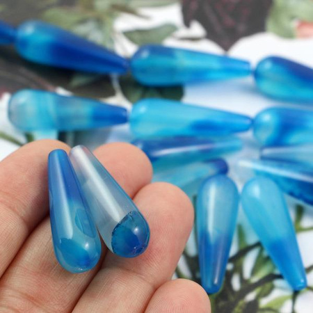 Agat niebieski kropla 30x10mm