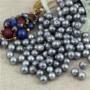 Round Beads Velvet Grey 4mm [50szt]