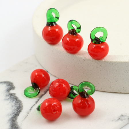 Zawieszka szklana pomidor 16x10mm