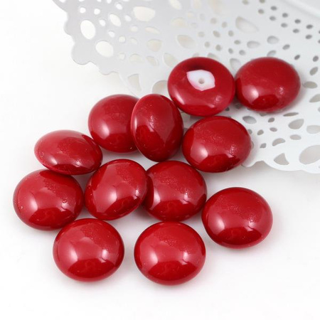 Kaboszon szklany czerwony winny moneta 18mm