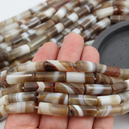 Agat pasiasty brązowy walec 20x8mm