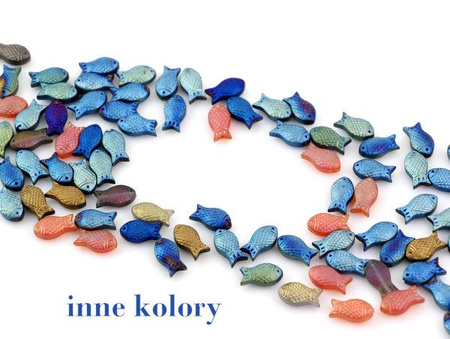 Szklane fish beads złote 15x8mm