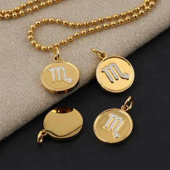 Zawieszka stal szlachetna pozłacana emaliowana znaki zodiaku Skorpion 12mm