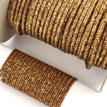 Sznurek sutasz POLSKI 3mm jasny brązowy + złoty [1metr]