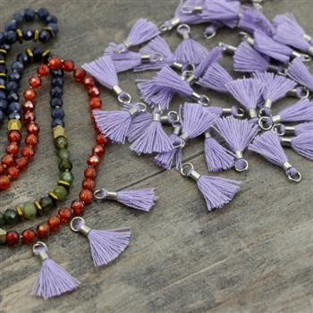 Mini chwost ze srebrnym ogniwem i tulejką liliowy 12x2mm [4szt]