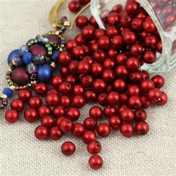 Round Beads Velvet Red 4mm [50szt]