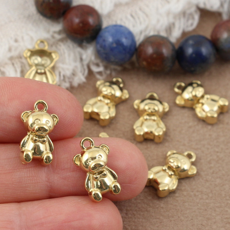 Zawieszka miś stal szlachetna pozłacana 15x9mm