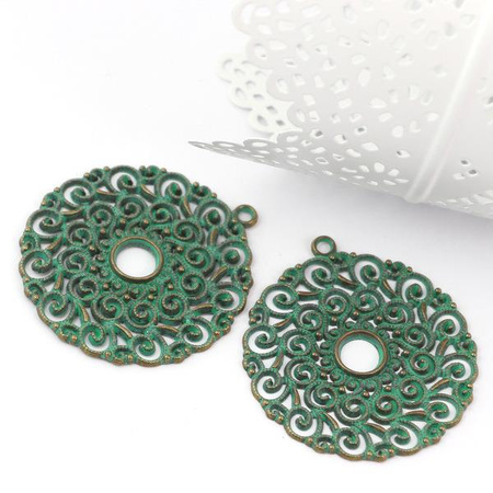 Metalowa zawieszka rozeta mosiądz patynowany 49mm