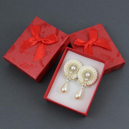 Pudełko ozdobne "PIÓRKO" czerwone 9x7x3cm