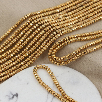 Hematyt złoty oponka fasetowana 3x2mm [sznur 40cm]