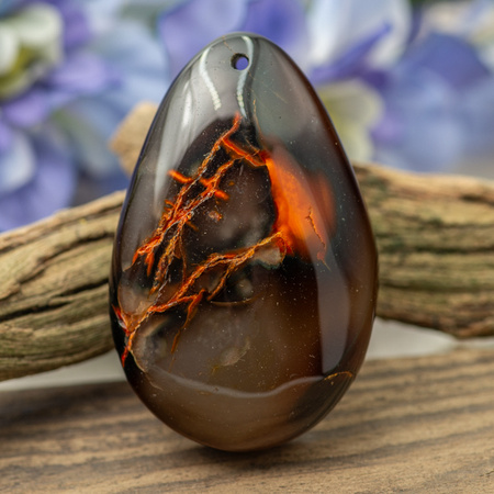 Kaboszon zawieszka agat łezka 49x32mm