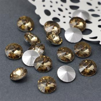 Kaboszon szklany moneta stożkowa beżowa 10mm