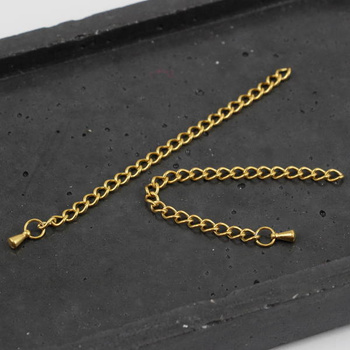 Łańcuszek przedłużka z kroplą do naszyjnika pozłacana stal szlachetna 8cm