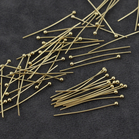 Szpilka z kulką stal szlachetna pozłacana 30mm [20szt]