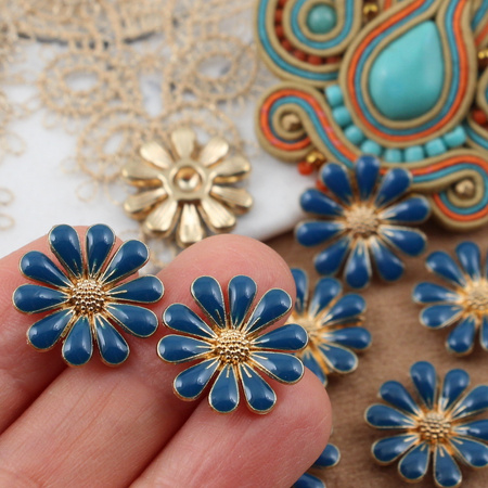 Element ozdobny kwiatek emaliowany morski 18mm