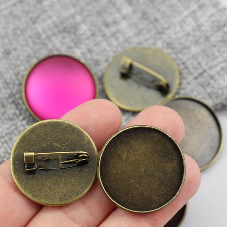 Baza broszki do wklejania okrągła mosiężna 25mm