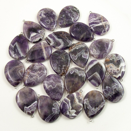 Zawieszka ametyst chevron łezka 40x30mm