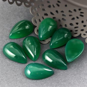 Kaboszon agat brazylijski łezka zielona 21x13mm
