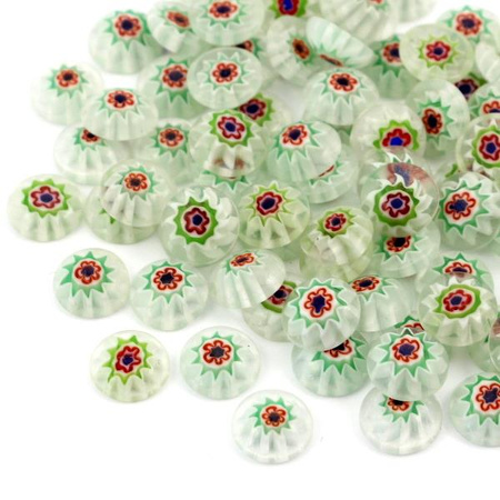 Kaboszon millefiori okrągły biały 10mm