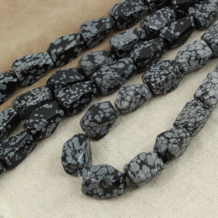 Obsydian śnieżny prostopadłościan 20x12mm