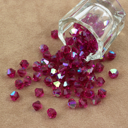 Preciosa Bicone Bead Rondelle Fuchsia AB 6mm [12szt]