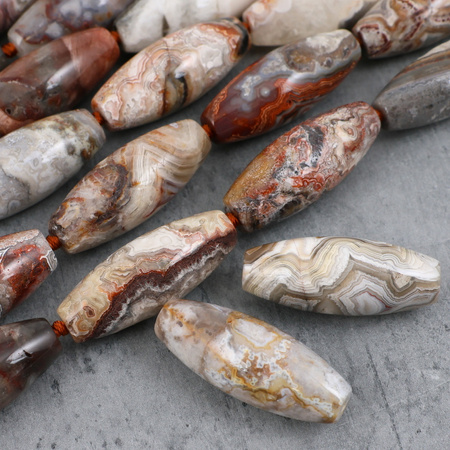 Agat koronkowy oliwka gładka 40x16mm