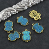Łącznik w złotej oprawie miś niebieski druza 20x13mm
