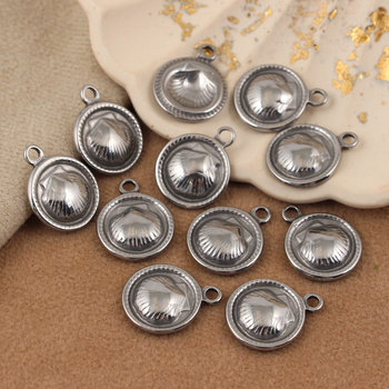 Zawieszka moneta muszla stal szlachetna 15mm