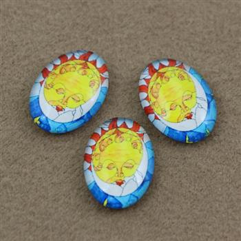 Kaboszon szklany z grafiką owal 18x13mm