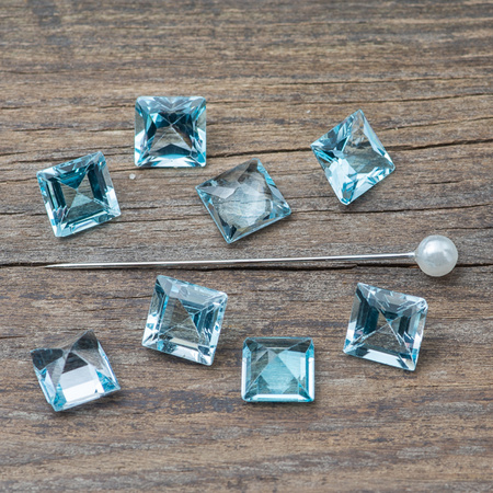 Topaz niebieski fasetowany do oprawy jubilerskiej kwadrat 7mm