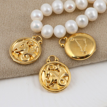 Zawieszka stal szlachetna pozłacana znaki zodiaku Koziorożec 17mm