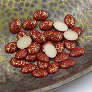 Kaboszon akrylowy owal marmurek brązowy 14x10mm